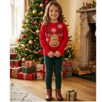 OVX34: Kids Knitted Christmas Reindeer Jumpers (2-12 years)